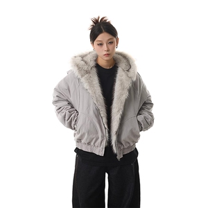 现货高品质美式高街冬季重磅硬挺短款座山雕毛领棉衣男女加厚外套图片