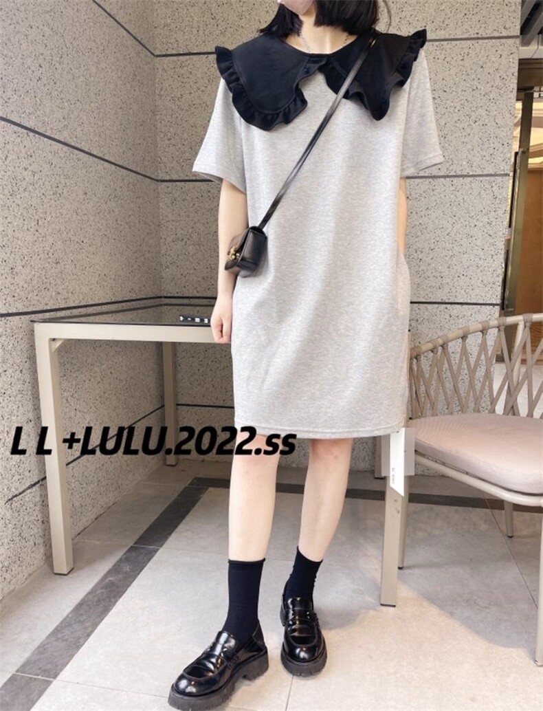 花边领连衣裙，女装连衣裙，LL+