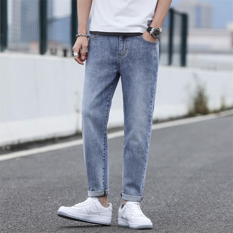 特P45 无差价春季牛仔裤男韩版潮流百搭修身小脚休闲九分裤K303图片