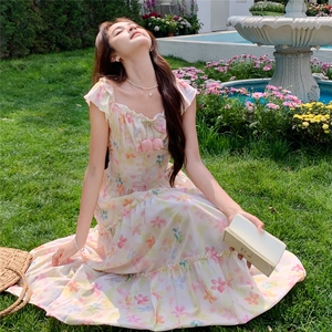 【夏日度假风】温柔甜美显瘦法式碎花连衣长裙A229-1-P125-k185图片