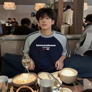 抖音得物品质二开240克宽松纯棉美式潮牌插肩三杠织带短袖T恤