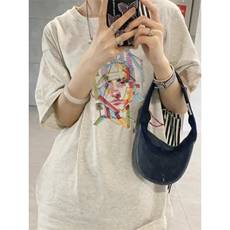T0696-P30多彩设计感小众纯棉短袖潮新款夏季T恤宽松大码，女装T恤，星座617A-2