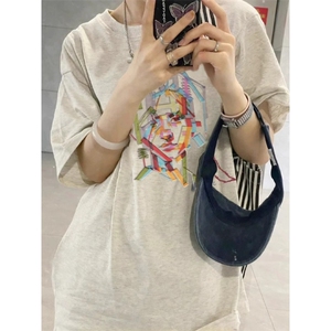T0696-P30 多彩设计感小众纯棉短袖 潮新款夏季T恤宽松大码图片