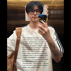 抖音得物高品质二开240克宽松纯棉美式潮牌三条杠织带短袖T恤，男装T恤，电商A486