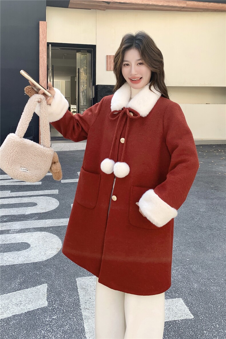 新款毛呢内胆90羽绒呢料中长款外套P255-K358,女装毛呢外套,2C299