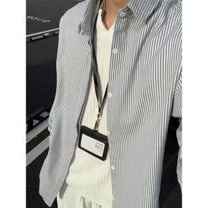 日系复古条纹长袖衬衫男高级感穿搭大码休闲衬衣外套C2251-特价31图片