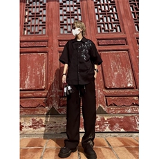 男士短袖夏季2024绣花短衬衫新款FC41P36，男装衬衫，星座1116-2