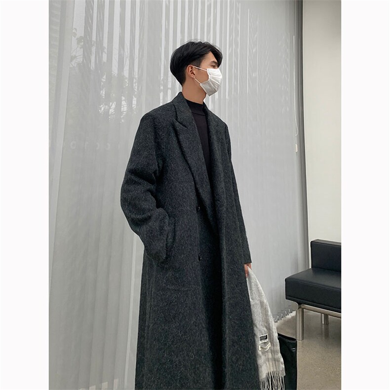韩风长款过膝宽松含羊毛呢料大衣男秋冬FY940-P180,男装毛呢大衣,星座512-1（原513-3）