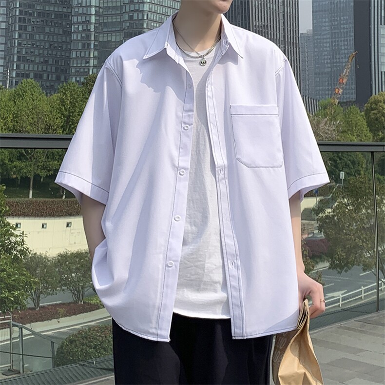 XH28男士休闲潮流明显衬衫外套青少年学生宽松衬衣个性男装夏秋潮，男装T恤，星座115A(原星座507）