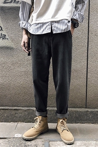 港风秋款男裤牛仔裤宽松哈伦裤潮直筒裤n图片
