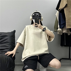 供抖音大刺绣麂皮绒短袖T恤男夏天X416B-1-DT2657-特P25限39，男装T恤，星座416B-1