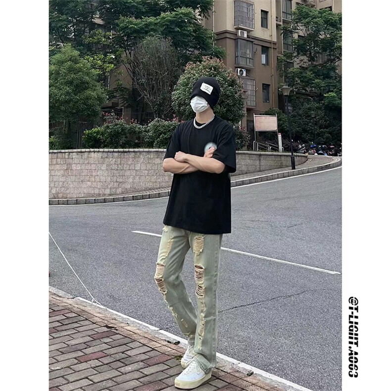 2026夏季美式高街破洞inx小众牛仔裤货号K725P55,男装牛仔裤,电商A063