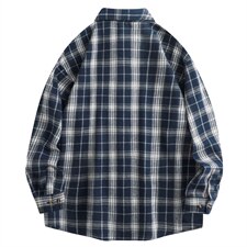 春季新款（跨境电商）格子男女情侣款潮流宽松格纹衬衣，男装衬衫，星座1107-1