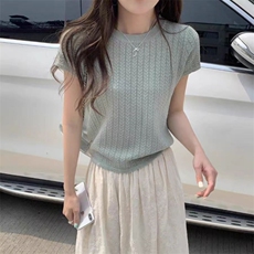 夏季新款女士休闲百搭通勤时尚圆领短袖，女装T恤，锦瑟羊绒