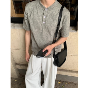 现货 亨利领天丝短袖男宽松冰丝短袖T25007-P35图片