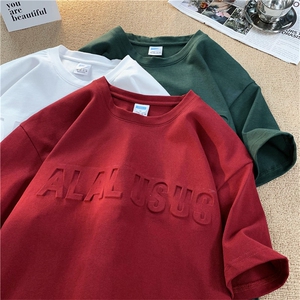 抖音供货  260克重磅纯棉 凹凸钢印 大码短袖T恤A158-T99-P38控58图片