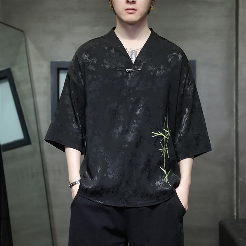 新中式提花风潮T恤短袖民族服饰刺绣汉服时尚唐装T2403-P55图片