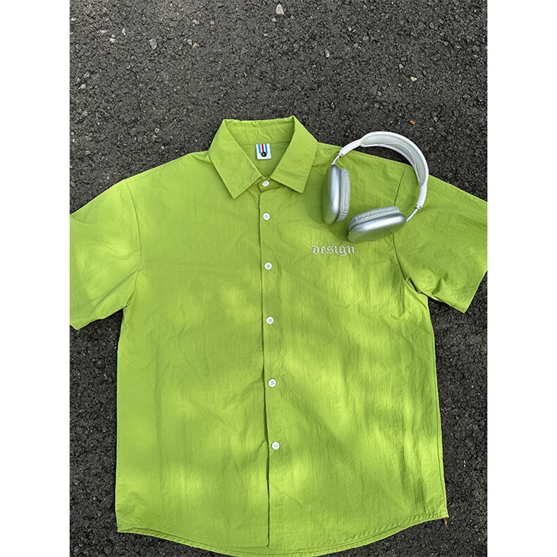 夏季新款速干短袖刺绣衬衫潮流港风宽松百搭男半袖CS285-P35,男装T恤,星座301C-5