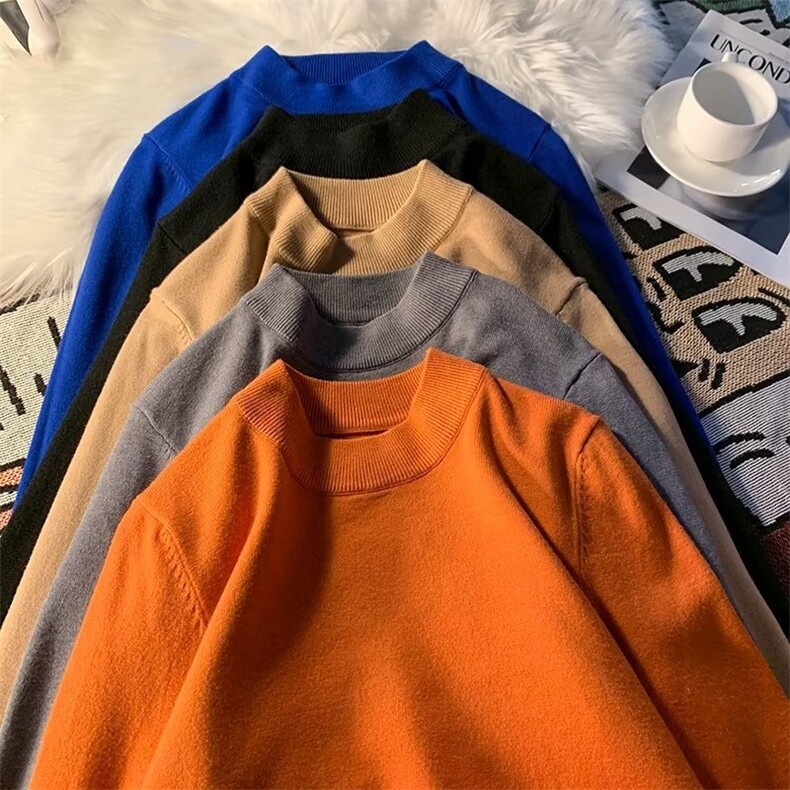 秋冬季韩半高领毛衣纯色基础中领打底针织衫包芯纱10色SG21P42,男装针织衫/毛衣,星座1116-2