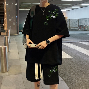 套装！ 华夫格套装短袖T恤短裤男 TZ215-特P 38图片