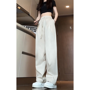 特批P30无差价秋季纯色褶皱阔腿裤男运动设计感直筒拖地长裤K1455图片