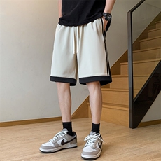 夏季新款冰丝垂感短裤港风休闲裤男免烫宽松凉感K23205-P39控58，男装牛仔裤，星座717