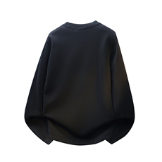 GENIOLAMODE长袖灰色T恤小领口男士2025秋冬季宽松基础boxy打底衫，男装T恤，电商A128