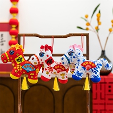 国潮剪纸马2026马年吉祥物公仔生肖小马毛绒玩具原装正版