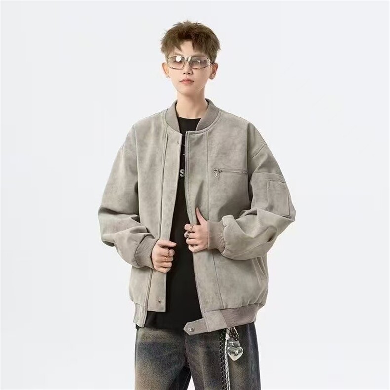 美式复古重磅水洗帆布哈灵顿外套男春秋立领设计感休闲夹克，男装夹克，星座1210-1