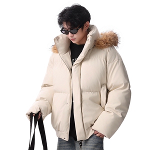 PU皮棉服男连帽毛领棉衣帽子可拆卸毛领可拆卸MF668-特P88无差价图片