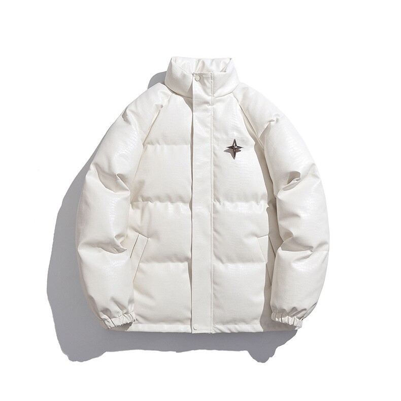 白底鳄鱼纹可拆卸四芒星胸针设计潮流休闲棉衣男MY77733P128控168，男装棉衣，星座227-7