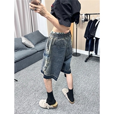 美式高街做旧牛仔短裤男潮牌复古拼接工装五分裤YA109-P55，男装牛仔裤，星座208-5