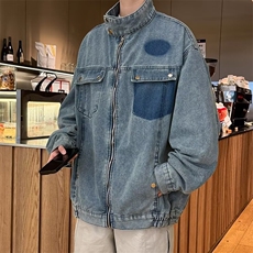 CR9968-P75日系复古做旧牛仔夹克男潮牌街头宽松休闲百搭情侣外套，男装工装外套，电商C233