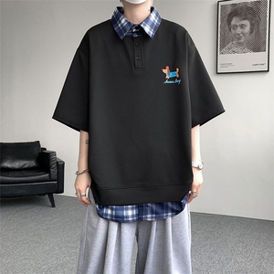 现货 DX10119-特批30 控68 夏季新款大码假两件腊肠狗短袖T恤图片