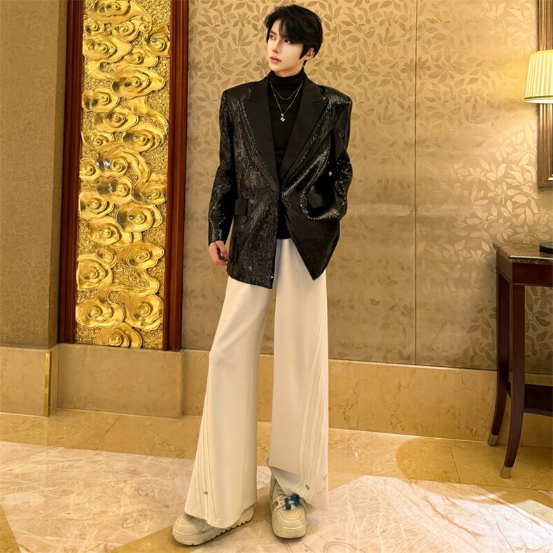 （图）设计感小众黑色亮片西装2025春新款宽松西服5025-P118,男装西服,星座910-5
