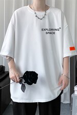 华夫格廓形短袖t恤男夏季oversize美式重磅高级感潮牌五分袖体恤，男装T恤，电商A040