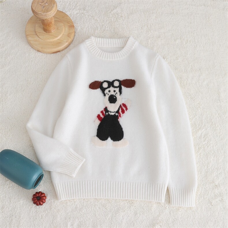 新款百搭加厚小狗刺绣，童装儿童羊毛衫，联起羊绒