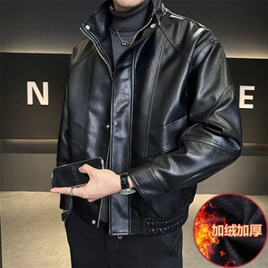 加绒皮衣外套男厚绒可过冬延续年底皮夹克C317-J6671-P155图片