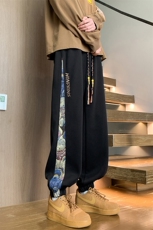 复古运动风刺绣束脚裤男女日常宽松百搭休闲长裤潮K8460-特价P30，男装休闲裤，电商A007-1