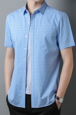 C2822钱塘2020-1商务休闲简约百搭中年男士短袖薄款衬衫P60，男装T恤，钱塘207-1