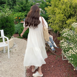 宽松慵懒风白色连衣裙女夏2025新款气质温柔超好看海边度假长裙子图片