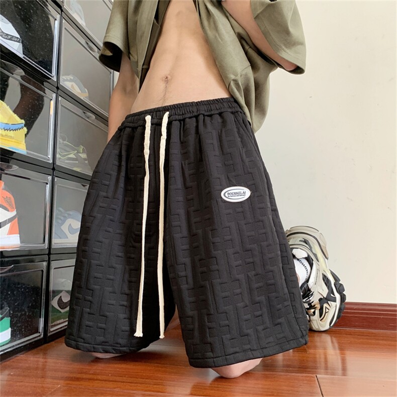 2023夏季针织提花休闲短裤宽松大码美式五分裤子A017K619P40,男装休闲裤,电商A017