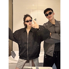 美式复古慵懒翻领褶皱工装夹克春夏新款宽松情侣百搭休闲外套，男装夹克，星座506A