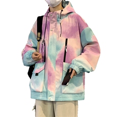 2024春季新款连帽夹克外套扎染冲锋衣工装情侣潮A436-D1207-P65，男装夹克，电商A436