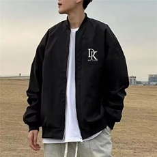 1506-1/JNN8621/P46美式复古黑色加绒棒球服外套女秋冬情侣潮牌，女装短外套，星座1506-1