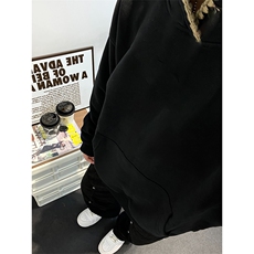 抖音得物高品质二开25秋冬美式重磅宽松纯色连帽贝壳刺绣卫衣W63，男装卫衣，电商A486-1