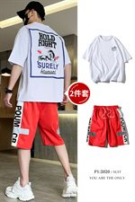 套装男短袖t恤夏季趣味印花宽松潮流衣服一套帅气夏装DS773T，男装T恤，电商A102