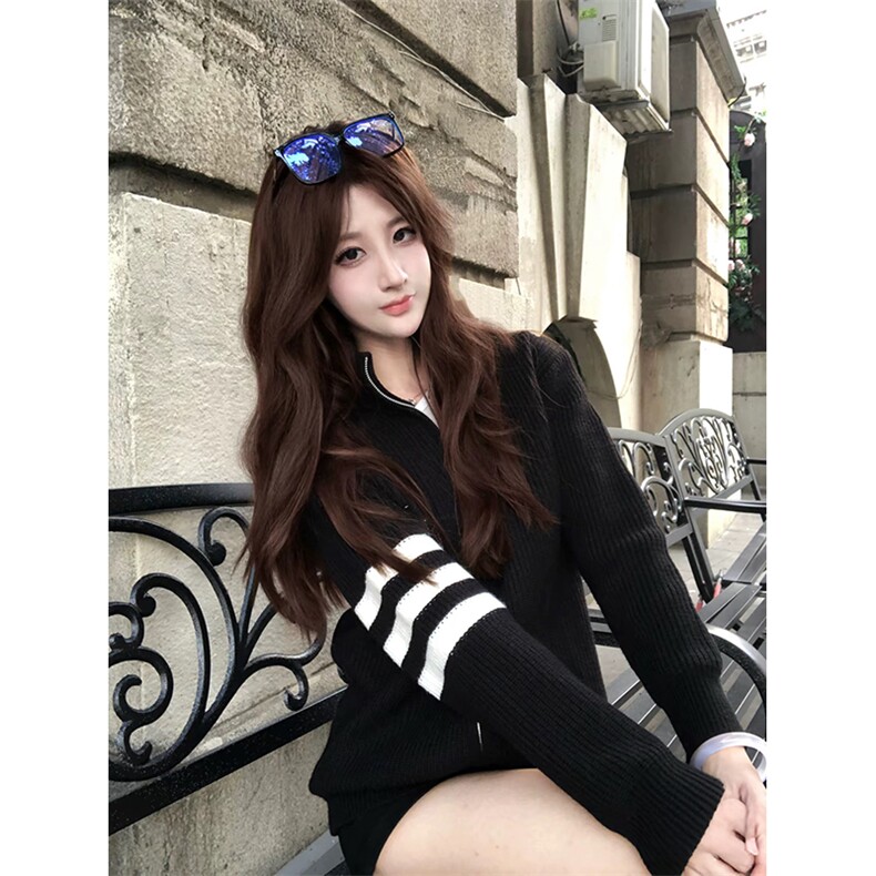 重磅秋冬北极绒开衫毛衣美式复古休闲慵懒风男女立领针织衫外套，男装针织衫/毛衣，电商A486-1