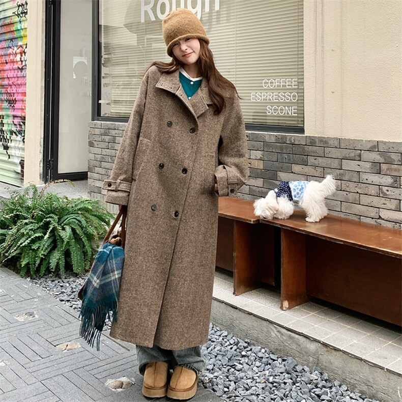 2024年冬季时尚新品中长款呢子大衣,女装双面呢大衣,浙宝305