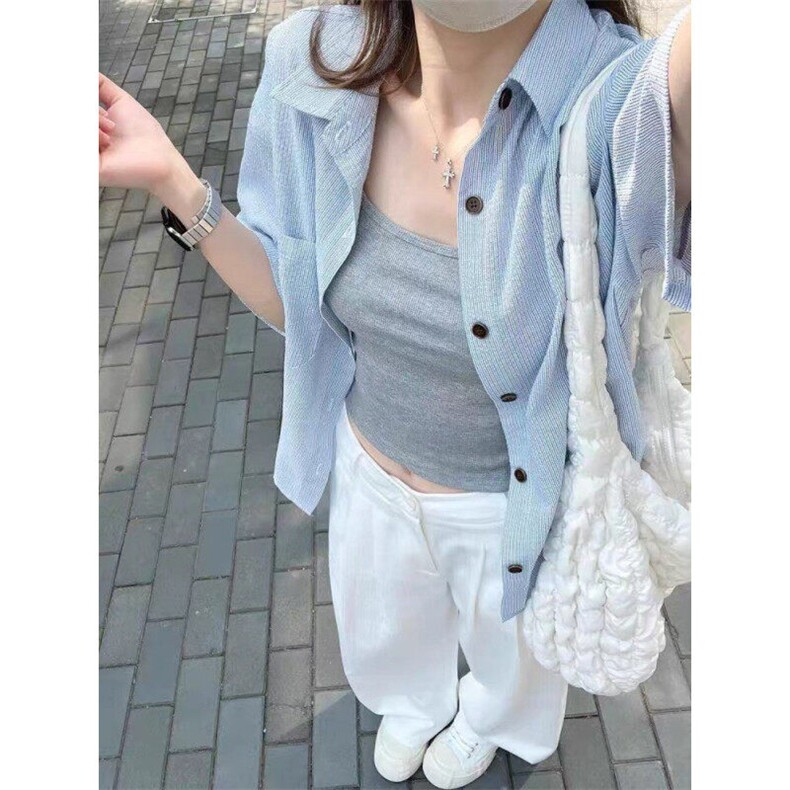 薄款条纹防晒短袖衬衫ZC0129-P35,男装防晒衣,星座313A(原308A-2)